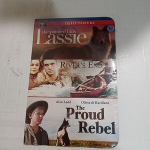 3movie DVD River's End,Proud Rebel,Lassie Painted Hills Cardboard Sleeve.    #18